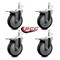 Service Caster 5'' Thermo Rubber Swivel 7/16'' Stem Caster Set with Total Lock Brake, 4PK SCC-GRTTL20S514-TPRB-716138-4 - alternate 2